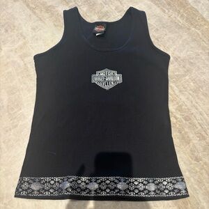 Vintage Harley-Davidson Graceland Tank Top – Y2K Ribbed Knit Black Biker Shirt